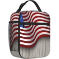 thumbnail image 2 of Insulated Lunch Bag for Women Men Reusable Lunch Box for Office Work Picnic Beach with Adjustable Shoulder Strap (Red Blue White American Flag), 2 of 6
