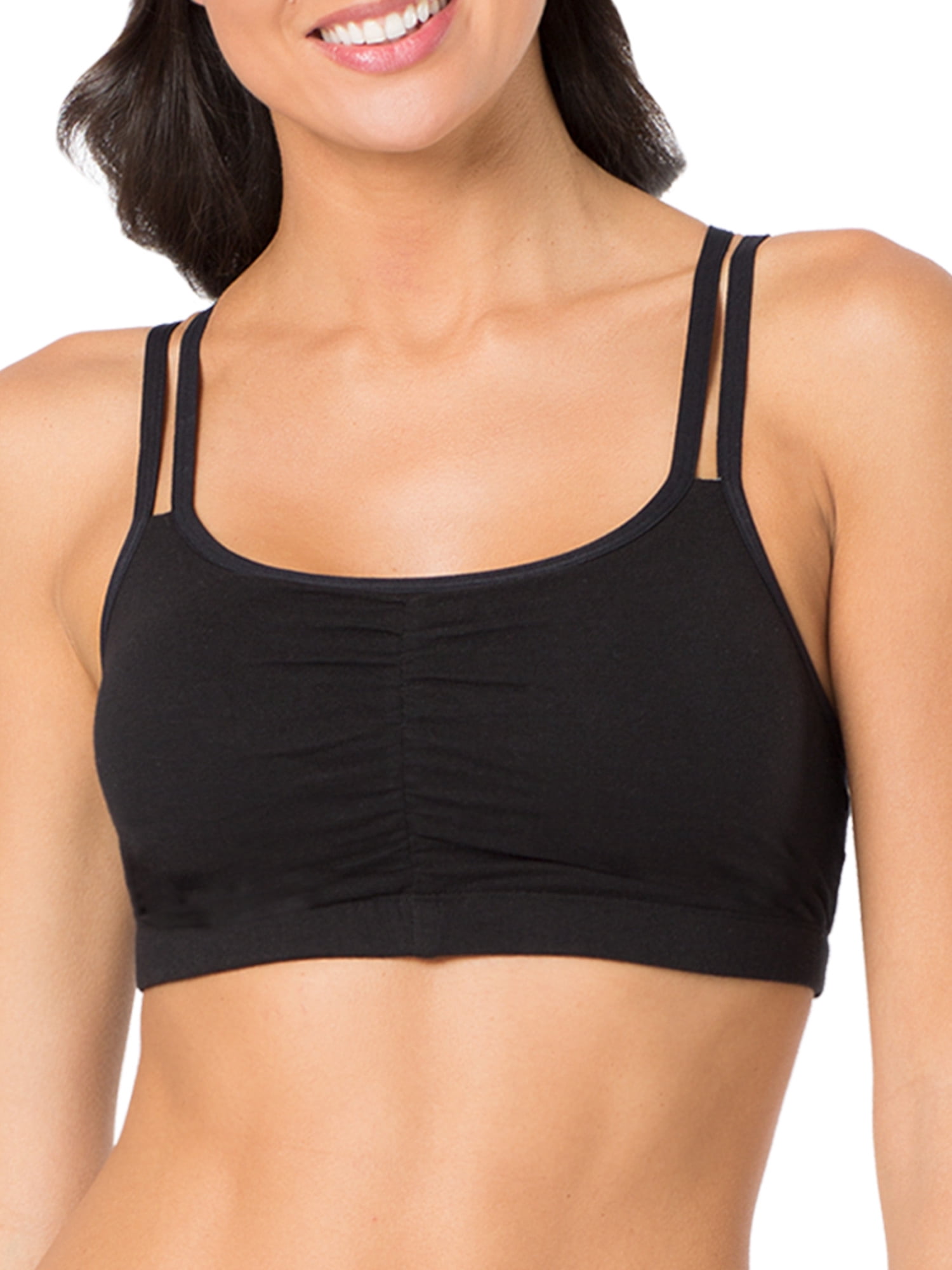 Fruit of the Loom Women's Spaghetti Strap Cotton Sports Bra, 3-Pack, Style-9036