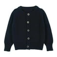 thumbnail image 3 of Gyexs Uniform Sweater for Girls Casual Round Neck Button Down Cardigans Back to School Clothes 1-9Y (Dark Blue, 12-18 Months), 3 of 4