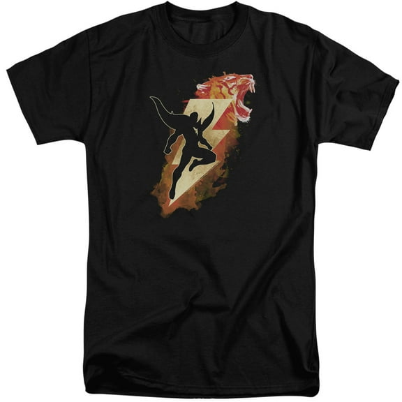 Shazam Movie Tiger Bolt Adult Tall T-Shirt 18/1 T-Shirt Black