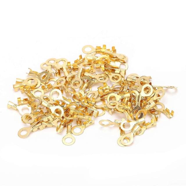 Lot de 100 cosses à anneau en laiton nu pressées à froid, connecteurs à sertir pour câbles M5 5,2 mm