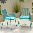 thumbnail image 3 of Noble House Chaise Club en Fer Extérieur Omaha avec Coussin en Sarcelle Mat (Lot de 2), 3 of 13