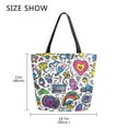 thumbnail image 5 of FORMRS Womens Canvas Tote Bag with Zipper Inner Pocket Shoulder Handbag, White Doodle Pattern, 5 of 7