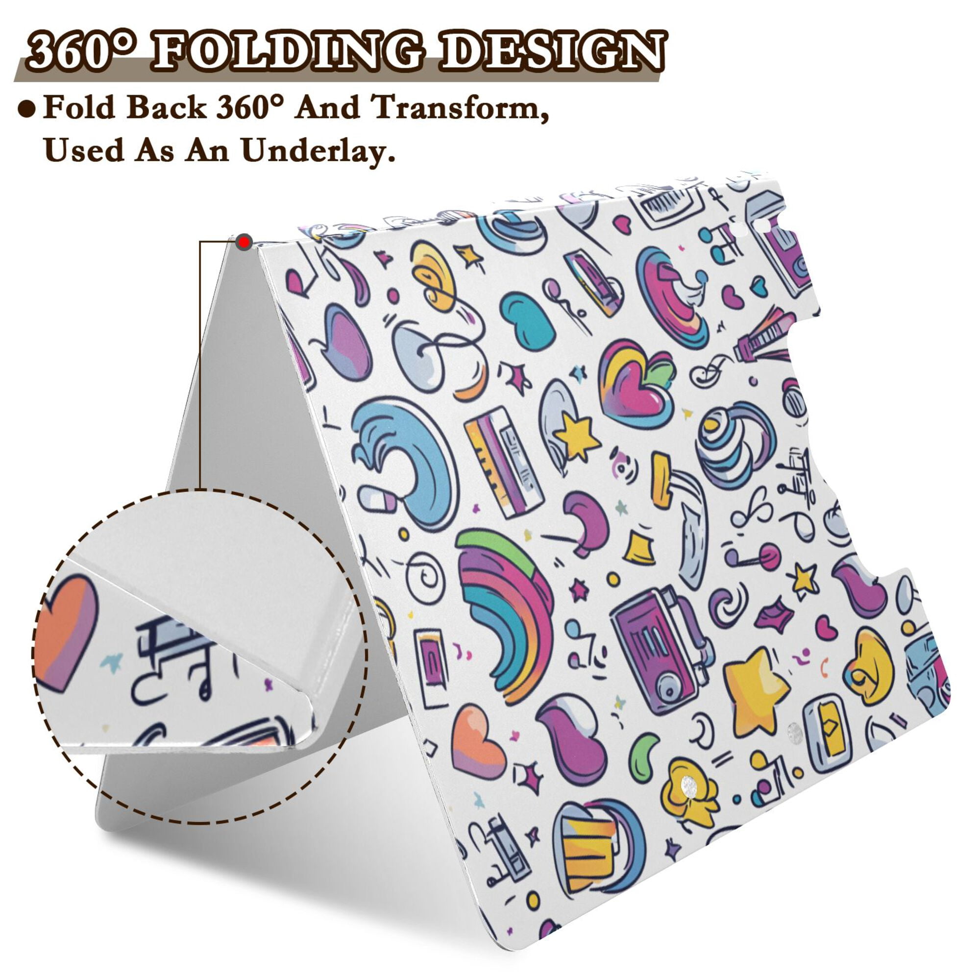 FORMRS A4 Clipboard Folder with Pen Holder Horizontal Foldable School Office Binder, Purple Doodle Pattern