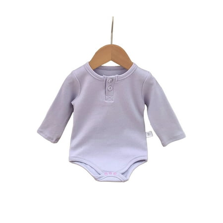

elfinBE Unisex Baby Toddler Solid Knit Fabric Long Sleeve One-piece Fashion Romper 3-18M