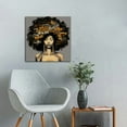 thumbnail image 4 of JEUXUS African American Wall Art Black Art Framed Abstract Wall Picture Black Gold Afro Woman Canvas Print African Artwork For Home Bathroom Bedroom Wall Decor, 16x16 Inch, 4 of 4