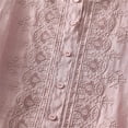 thumbnail image 6 of Women's Cotton Linen Shirts Button Up Half Sleeve Embroidered Trendy Casual Tops Travel Summer Beach Outfits (XL, Pink), 6 of 7