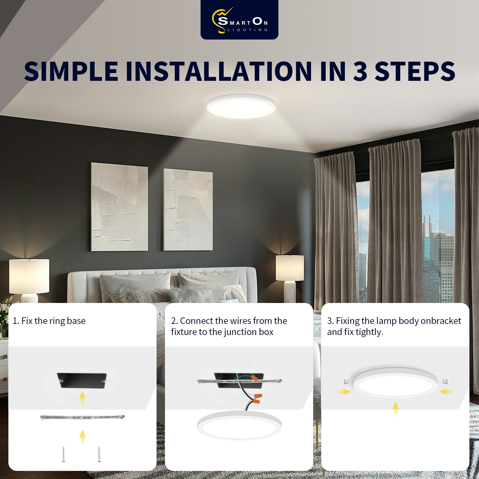 7 Inch Flush Mount LED Ceiling Light Fixture White, 14Watt, Dimmable \u0026  2700K-5000K 5 Color Selectable Ceiling Light Fixtures Flush Mount 90+ CRI  Low Profile Ceiling Light for Kitchen - Walmart.com, image size:1600x1600