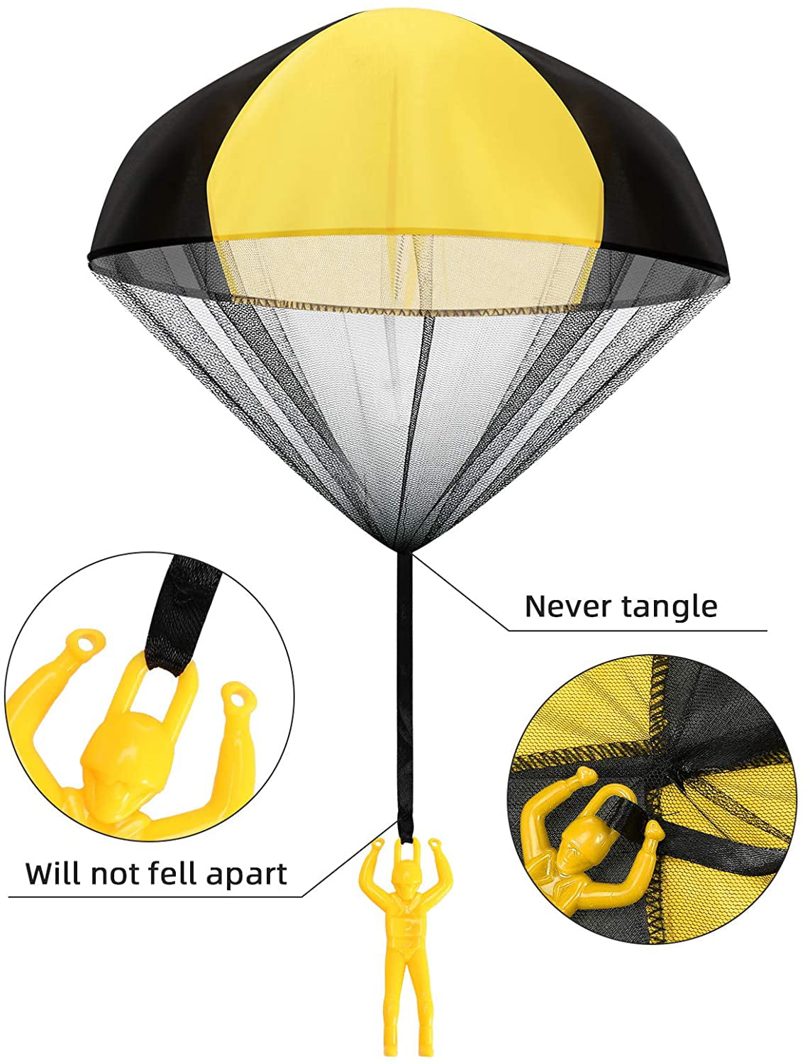 12 Pieces Parachute Toy Parachute Hand Throw Toy Set Tangle Free Throwing Parachute Figures Hand Throw Soldiers Outdoor Flying Toys 