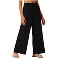 thumbnail image 3 of High Waisted Wide Leg Linen Pants For Women Summer Casual Cotton Vacation Trousers With Pockets, 3 of 9