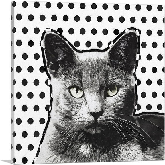 ARTCANVAS Korat Cat Breeds Dots Canvas Art Print - Size: 12" x 12" (1.50" Deep)