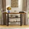 thumbnail image 4 of Meteorleg 55.1 Inch Console Table, 3 Tier Narrow Sofa Table with Foldable Table Top, Wood Entryway Behind Couch Table for Hallway, Living Room, 4 of 9