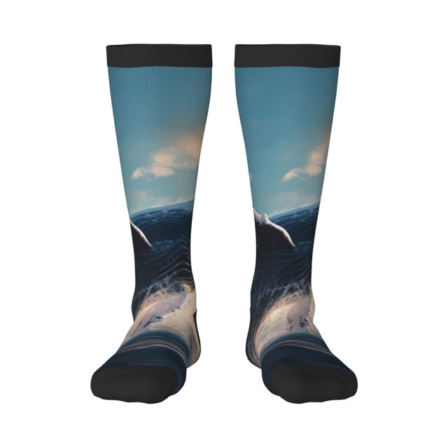 Balery Dancing Whale Calcetines novedosos Calcetines deportivos Calcetines hasta la rodilla Calcetines de algodón Calcetines originales y geniales