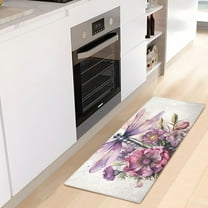 Dragonfly Flower Luxury Kitchen Rug Non Slip Bathroom Plush Mat Shaggy Bedroom Carpet 39"x20"