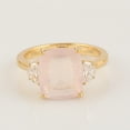thumbnail image 3 of KIRAN FINE JEWEL Pear Rose Quartz CZ Diamond Cocktail Band Ring Yellow Gold Plated 925 Silver Wedding Women Gemstone Statement Jewelry Gift For Her, 3 of 5