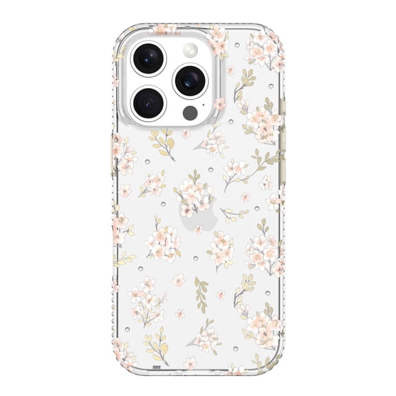 onn Pink Floral with Gems Phone Case for iPhone 16 Pro