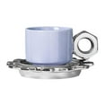 thumbnail image 4 of Ceramic Coffee Mug with Saucer Set, Latte Cup Drinkware, 250 ml Novelty Juice Mug Tea Cup for Office, Home Violets, 4 of 8