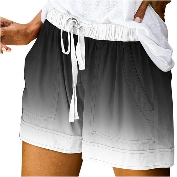 ZyeKqe Womens Lounge Shorts Summer Drawstring High Waisted Printed Baggy Comfy Shorts with Pockets