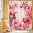 thumbnail image 2 of Pink Hibiscus Butterfly Shower Curtain, Floral Bathroom Curtain, Spring Decorative Bath Curtain for Tub Shower, 66x72in, 2 of 6