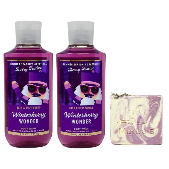 Bath & Body Works Winterberry Wonder 2 Pack Body Wash Bundle with a Lavender Dream Bar Soap - Full Size