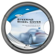 CUSTOM ACCESSORIES Steering Wheel Cover, Grey Leatherette, One Size 38854