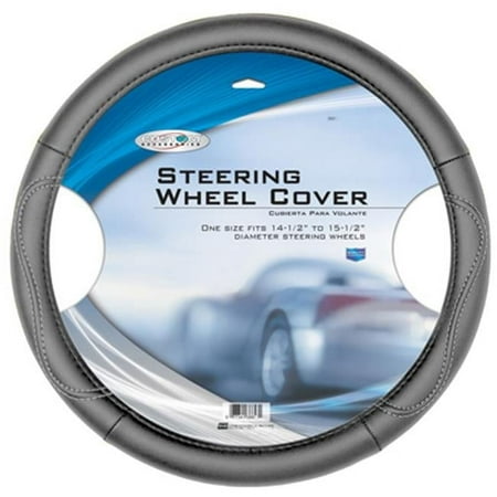 CUSTOM ACCESSORIES Steering Wheel Cover, Grey Leatherette, One Size 38854