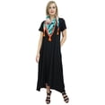 thumbnail image 5 of Bimba Women's Asymmetrical Hem Black Summer Maxi Pockets Dress With Scarf-4, 5 of 9