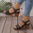 thumbnail image 6 of Sandals for Women Dressy Summer Peep Toe Slingback Chunky Stacked Heel Ankle Booties Ankle Buckle Strap Sandals Black 6.5, 6 of 7