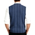 thumbnail image 5 of Vests for Men Cable Knit V-Neck Sleeveless Sweater Button Down Cardigan Fall Winter Business Casual Blue 3XL, 5 of 7