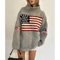 thumbnail image 4 of NOBRAND Women's American Flag Oversized Turtleneck Long Sleeve Knit Pullover Sweater, 4 of 4