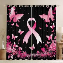 Manfei Lovely Bow Bowtie Blackout Curtains Set of 2 (52x84 Each),Ribbon Bowknot Window Curtains,Pink Butterfly Curtains and Drapes For Girls,Luxury Bedroom Decor