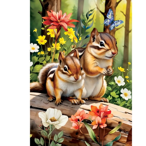 Briarwood Lane Spring House Flag 40x28 For Outdoor Chipmunks For Spring House Flag