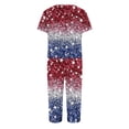 thumbnail image 4 of 4th of July Pajama Sets for Women 2 Piece US Patriotic Star and Stripes Print Nightwears Short Sleeve Shirts and Capri Pants Women 2 Piece Sleepwears, 4 of 6