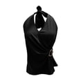 thumbnail image 5 of Soyumi Women's Sexy Halter Neck Backless Tank Top Deep V Neck Sleeveless Open Back Y2K Slim Fit Summer Crop Tops, Black, 5 of 5