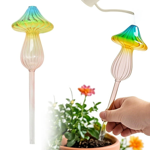 Plant Watering Globes Rainbow Gradient Color Plant Watering Devices Self Watering Planter Insert Self Watering Globes Watering Bulbs for Indoor Plants for Travel,1 Mushroom Automatic Waterer