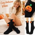 thumbnail image 2 of Halloween Mid Calf Sleep Socks for Women Coral Fleece Plush Warm Fuzzy Socks with Festive Detail Ultra Soft Cozy for Indoor Cold Weather and Nighttime Relaxation Black, 2 of 6