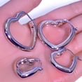 thumbnail image 3 of 925 Sterling Silver Plating Heart Hoop Earrings for Women Small Heart Big Heart Shaped Hypoallergenic Cartilage Earings for Jewelry Gifts 2 Pairs, 3 of 8