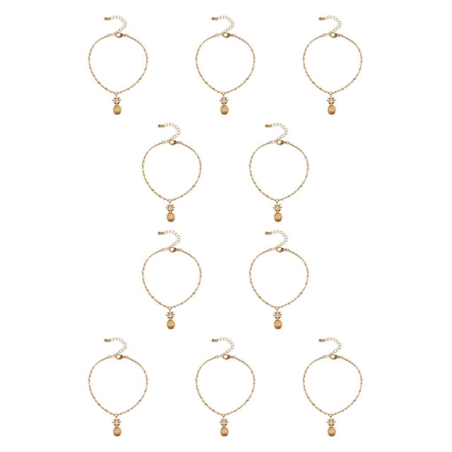 Minnieouse Cadena de tobillo con colgante de piña Tobilleras de aleación Juego de joyas para pies Encanto de fruta Brazalete tridimensional para Type1 NO1