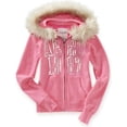 thumbnail image 1 of Aeropostale suéter con capucha de piel sintética con cremallera para mujer, rosa, extra pequeño Aeropostale  Encapuchado, 1 of 1