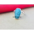 thumbnail image 2 of Solid 925 Sterling Silver Coffin Ring, Natural Turquoise Blue Gemstone Statement Ring, Unique December Birthstone Handcrafted Ring For Her/Him, 2 of 4