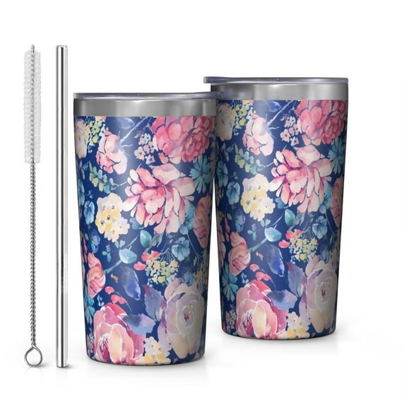 Pioneer Flower 10oz Tumblers Stainless Steel Tumbler with Lid and Straw,Vacuum Insulated Double Wall Travel Tumbler Cups with Cleaning Brush for Coffee, Tea