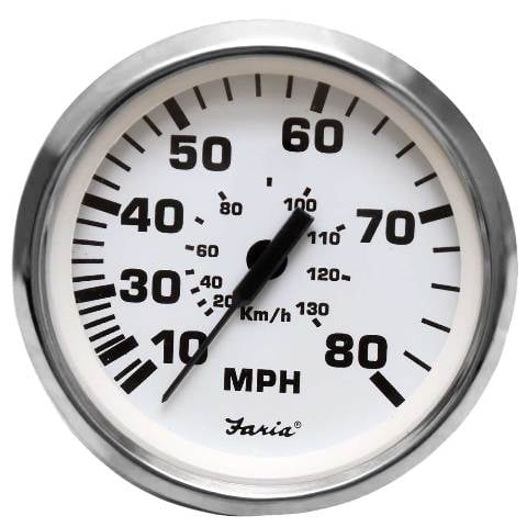 Faria Boat Speedometer Gauge SE9595B | Silver White 3 1/4 Inch
