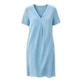 thumbnail image 5 of ClodeEU Women's V Neck Short Sleeve Knee Length Dress, Casual Loose Dress with Pockets Light Blue,Women's Plus XXXL, 5 of 6