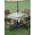 thumbnail image 4 of Outdoor Tablecloths with Umbrella Hole & Zipper, Spring Plants 60x60 Inch Square Tablecloths, Watercolor Leaves Birds Flowers Gray Plaid Waterproof Table Cloth, Patio/Pool/Picnic Table Covers, 4 of 8