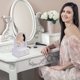 thumbnail image 4 of Raindrops 1Ud Desktop Cosmetic Mirror White with Storage Box for Home Use Rotatable 360 Degrees, 4 of 7