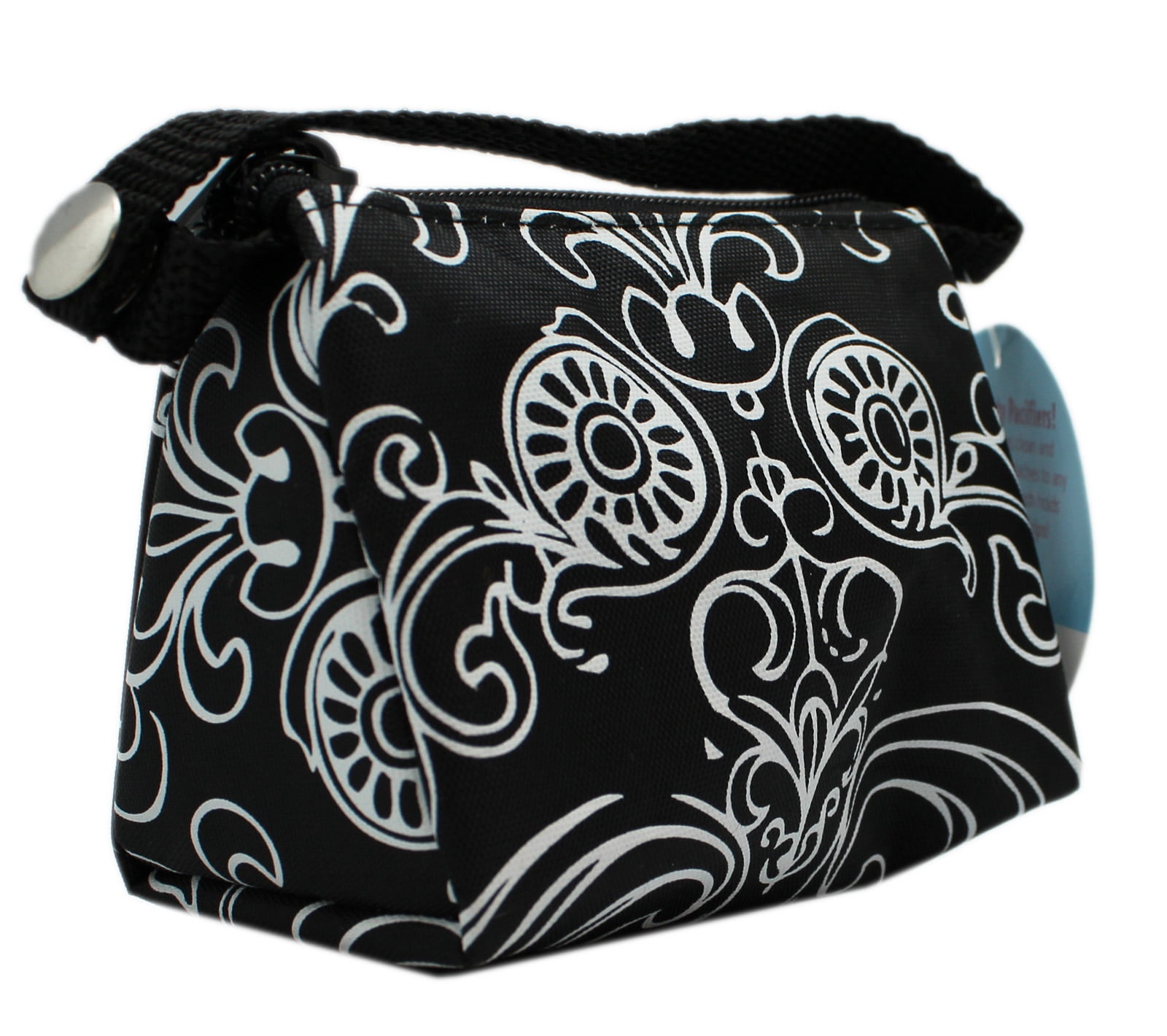 Paci Pouch Pacifier Holder Black & White Flowers