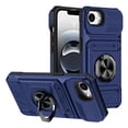 thumbnail image 2 of For Apple iPhone 17e/16e Phone Case with Finger Ring Holder Kickstand, Card Slots，Heavy Duty Shockproof Rugged Protective Working with Magnetic Car Phone Mount,Blue, 2 of 8