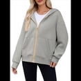 thumbnail image 2 of Sudadera con Capucha para Mujer, Sudadera con Cremallera, Moda de Otoño, Chaquetas de Larga, Ropa de Invierno, Conjuntos Gris L, 2 of 8