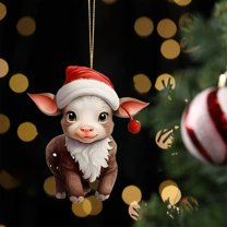 LHWEN Christmas Creative Niu Niu Hanging Acrylic Flat Pendant Tree Ornament Durable Reusable Decoration Easy to Install for Party Wedding Home Decor Personalized Gifts