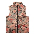 thumbnail image 4 of Xoenoiee Robin Rose Flower Print Cozy Girls' Fleece Vest, Stand Collar Sleeveless Outerwear for Fall Winter, Lightweight Zip-Up Jacket with Pockets, Size 9-10 Years, 4 of 7